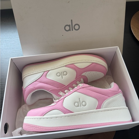 ALO Yoga Pink and White Classic Sneakers - Picture 1 of 2